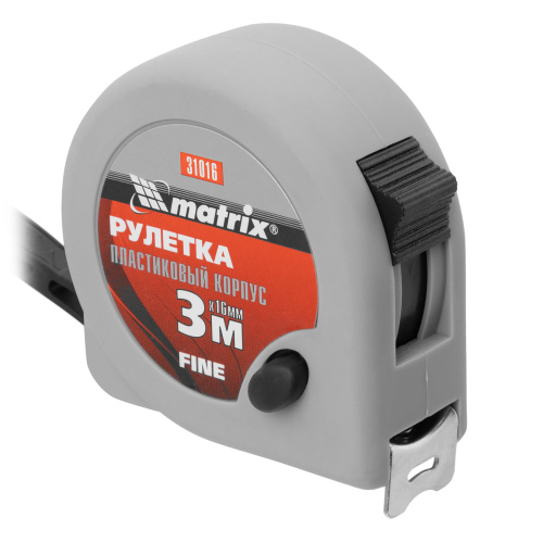 Рулетка Fine,3 м х 16 мм,пластиковый корпус Matrix по ценам производителя в Воронеже с доставкой по всей России