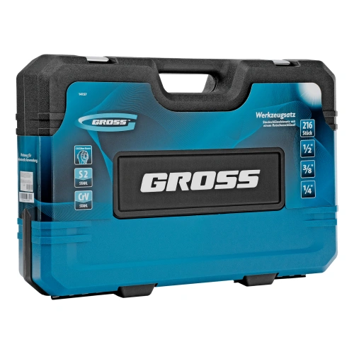 Набор инструментов, 1/2", 3/8", 1/4", CrV, 120 зубьев, 216 предметов Gross по ценам производителя в Воронеже с доставкой по всей России