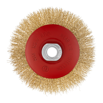 Щетка для УШМ, 115 мм, М14, "тарелка", латунированная витая проволока Matrix по ценам производителя в Воронеже с доставкой по всей России