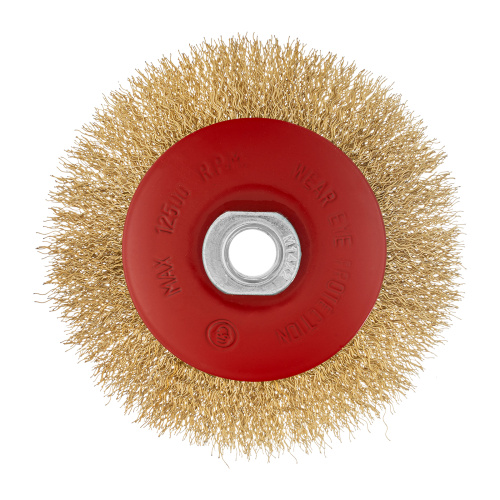 Щетка для УШМ, 115 мм, М14, "тарелка", латунированная витая проволока Matrix по ценам производителя в Воронеже с доставкой по всей России