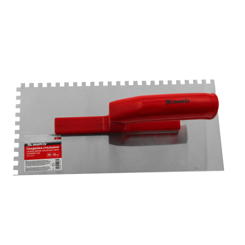 Гладилка из нержавеющей стали, 280 х 130 мм, зеркальная полировка, пластмассовая ручка, зуб 6 х 6 мм Matrix по ценам производителя в Воронеже с доставкой по всей России
