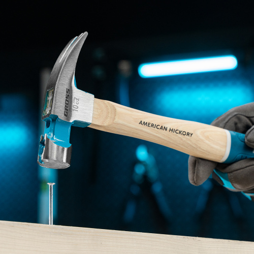Молоток-гвоздодер, 280 г, угол 75, магнит, обрезиненная рукоятка American hickory GROSS по ценам производителя в Воронеже с доставкой по всей России
