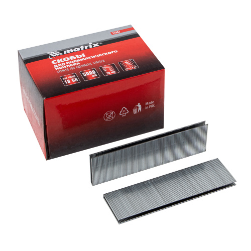 Скобы для пневматического степлера 18GA, 1.25 х 1 мм, длина 38 мм ширина 5,7 мм, 5000 шт Matrix по ценам производителя в Воронеже с доставкой по всей России