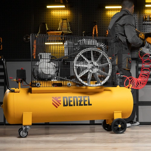 Компрессор воздушный, ременный привод BCI4000-T/100, 4.0 кВт, 100 литров, 690 л/мин Denzel по ценам производителя в Воронеже с доставкой по всей России