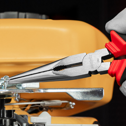 Длинногубцы прямые, 200 мм, хром-ванадий, двухкомпонентные рукоятки Matrix по ценам производителя в Воронеже с доставкой по всей России