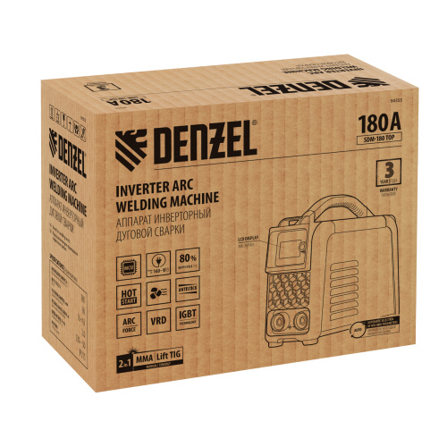 Аппарат инвертор. дуговой сварки SDM-180 Top, 180 А, ПВ 80% Denzel по ценам производителя в Воронеже с доставкой по всей России
