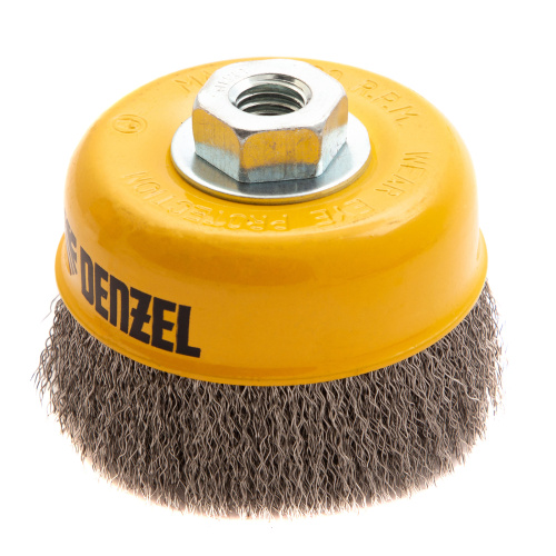 Щетка для УШМ, 100 мм, "Чашка", витая нержавеющая проволока 0.3 мм, М14 Denzel по ценам производителя в Воронеже с доставкой по всей России