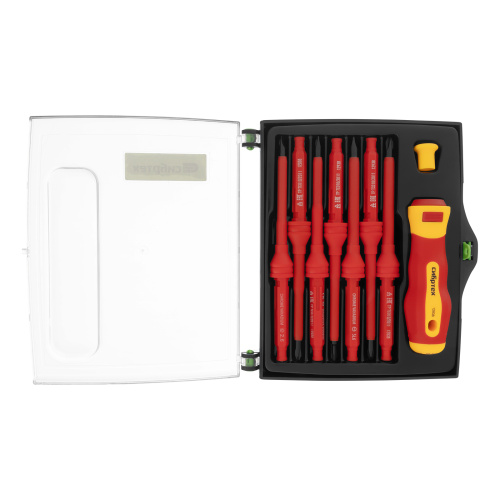 Отвертка со сменными жалами, диэлектрическая до 1000 В, 9 предметов, CrV Сибртех по ценам производителя в Воронеже с доставкой по всей России