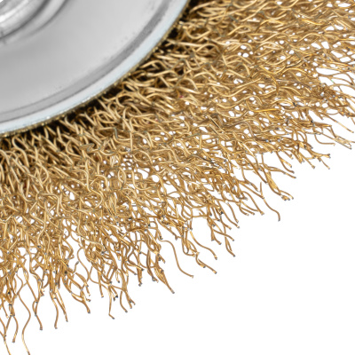 Щетка для УШМ, 115 мм, М14, "тарелка", латунированная витая проволока Matrix по ценам производителя в Воронеже с доставкой по всей России