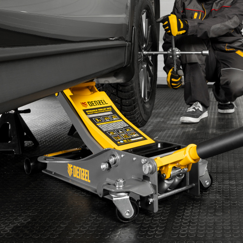 Домкрат гидравлический подкатной, 3 т, 75-500 мм, быстрый подъем, низкий подхват, проф. Denzel по ценам производителя в Воронеже с доставкой по всей России