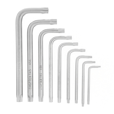 Набор ключей имбусовых Tamper-Torx , 9 шт: ТT10-ТT50.45x, закаленные, короткие, никель Сибртех по ценам производителя в Воронеже с доставкой по всей России