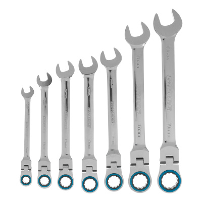 Набор ключей комбинированных с трещоткой, 8-19 мм, 7 шт, шарнирные, CrV Gross по ценам производителя в Воронеже с доставкой по всей России