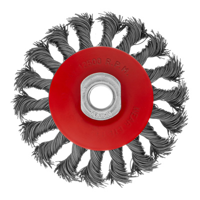Щетка для УШМ, 100 мм, М14, "тарелка", крученая проволока 0.5 мм Matrix по ценам производителя в Воронеже с доставкой по всей России