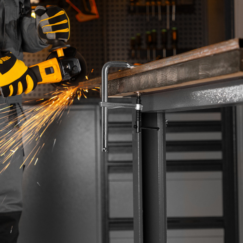 Струбцина F-образная, 80x150мм, кованая Denzel по ценам производителя в Воронеже с доставкой по всей России