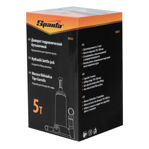 Домкрат гидравлический бутылочный, 5 т, h подъема 195-380 мм Sparta по ценам производителя в Воронеже с доставкой по всей России