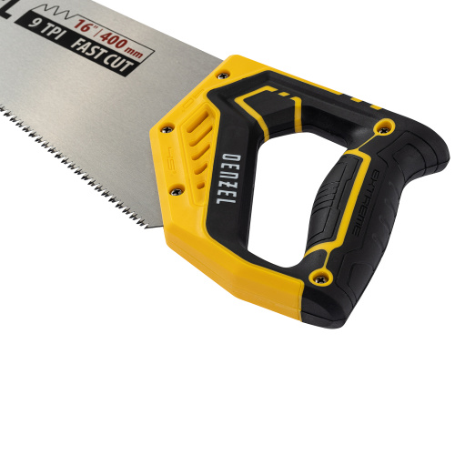 Ножовка по дереву, 400 мм, 9 TPI, зуб 3D, двухкомпонентная рукоятка Denzel по ценам производителя в Воронеже с доставкой по всей России