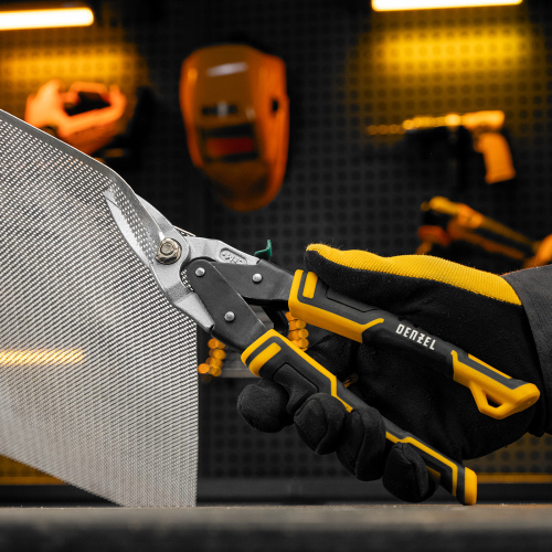 Ножницы по металлу, 270 мм, прямой и правый рез, сталь-СrMo, трехкомпонентные рукоятки Denzel по ценам производителя в Воронеже с доставкой по всей России