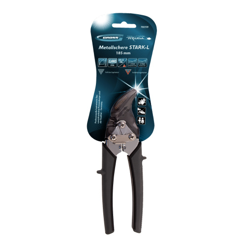 Ножницы по металлу "Piranha", 185 мм, прямой и левый рез, сталь СrM, двухкомпонентные рукоятки Gross по ценам производителя в Воронеже с доставкой по всей России