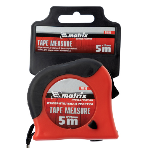 Рулетка Double fixation,5 м х 19 мм,обрезиненный корпус,двойная плавная фиксация Matrix по ценам производителя в Воронеже с доставкой по всей России