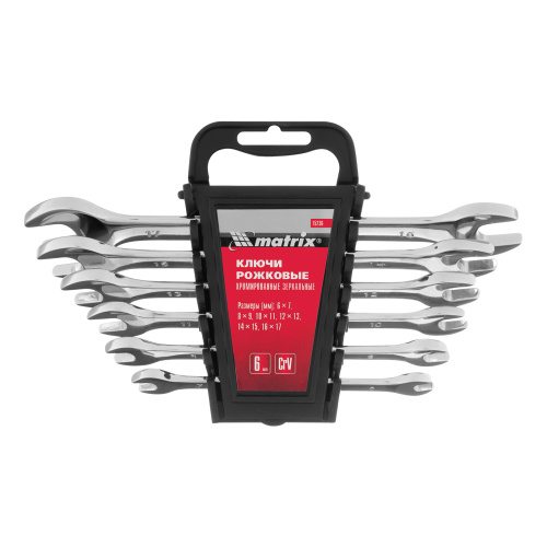 Набор ключей рожковых 6 шт, 6-17 мм, CrV, Elliptical, зеркальное хромирование Matrix по ценам производителя в Воронеже с доставкой по всей России