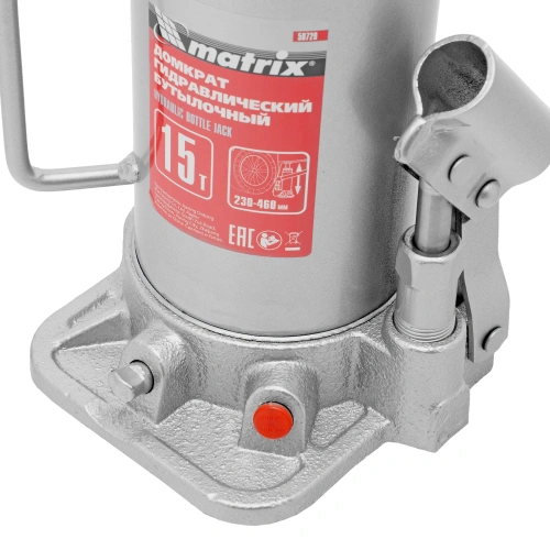 Домкрат гидравлический бутылочный, 15 т, высота подъема 230-460 мм Matrix по ценам производителя в Воронеже с доставкой по всей России