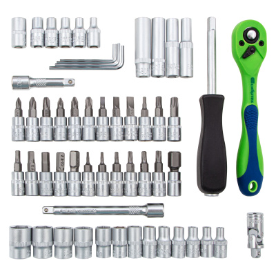 Набор инструментов 56 предметов, CrV, 1/4" Сибртех по ценам производителя в Воронеже с доставкой по всей России