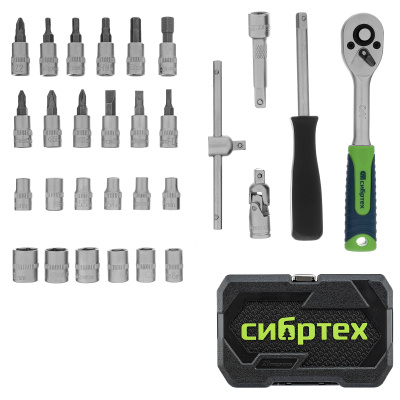 Набор инструментов, 1/4", пластиковый кейс, 29 предметов Сибртех по ценам производителя в Воронеже с доставкой по всей России