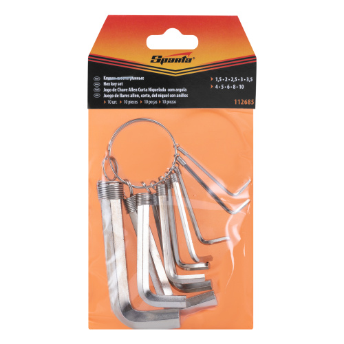 Набор ключей имбусовых HEX, 1.5-10 мм, CrV, 10 шт, никелированный, на кольце Sparta по ценам производителя в Воронеже с доставкой по всей России