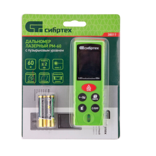 Лазерный дальномер PM-60,60 м,с пузырьковым уровнем Сибртех по ценам производителя в Воронеже с доставкой по всей России