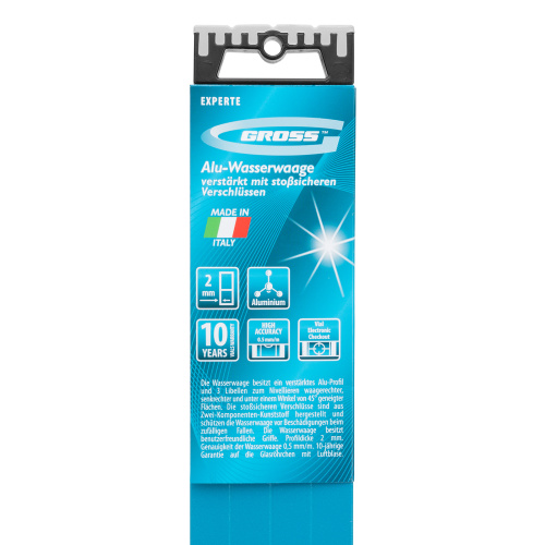 Уровень алюминиевый, 2000 мм, усиленный с ударопрочными заглушками, рукоятки, 3 глазка Gross по ценам производителя в Воронеже с доставкой по всей России