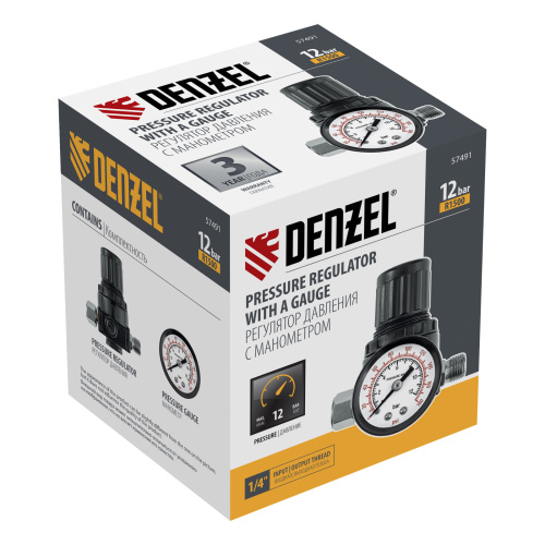 Регулятор давления с манометром R1500, 12 бар, 1/4" Denzel по ценам производителя в Воронеже с доставкой по всей России