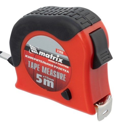 Рулетка Double fixation,5 м х 19 мм,обрезиненный корпус,двойная плавная фиксация Matrix по ценам производителя в Воронеже с доставкой по всей России