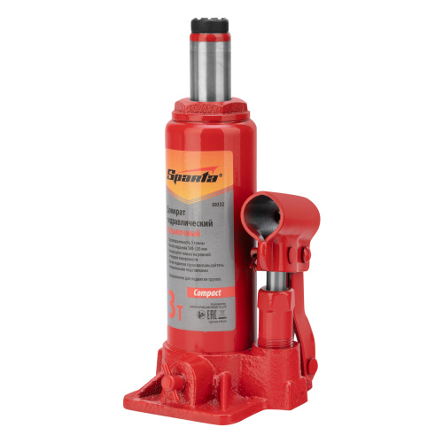 Домкрат гидравлический бутылочный 3т, h подъема 180-320 мм Sparta Compact по ценам производителя в Воронеже с доставкой по всей России