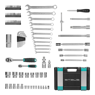 Набор инструментов, 1/2", 1/4", CrV, пластиковый кейс 88 предметов Stels по ценам производителя в Воронеже с доставкой по всей России