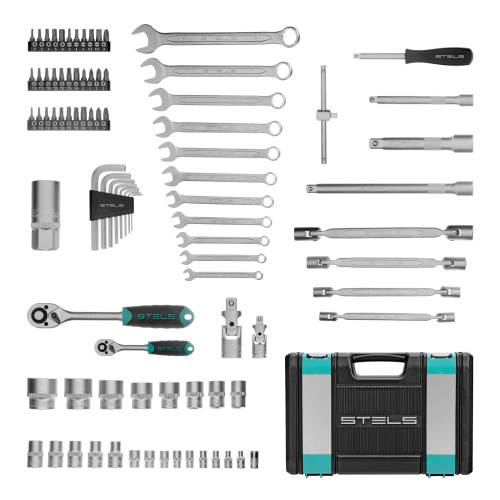 Набор инструментов, 1/2", 1/4", CrV, пластиковый кейс 88 предметов Stels по ценам производителя в Воронеже с доставкой по всей России