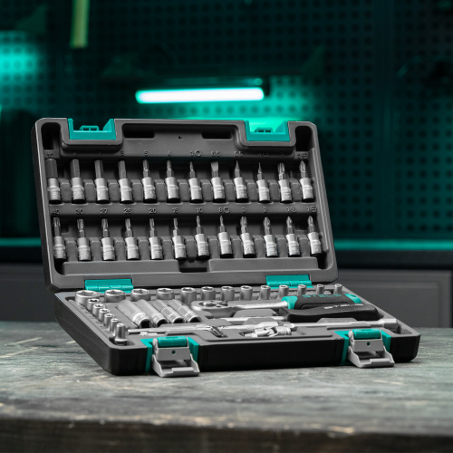 Набор инструментов, 1/4", CrV, пластиковый кейс 57 предметов Stels по ценам производителя в Воронеже с доставкой по всей России