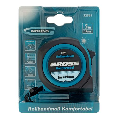 Рулетка Komfortabel 5 м х 19 мм,обрезиненный корпус Gross по ценам производителя в Воронеже с доставкой по всей России