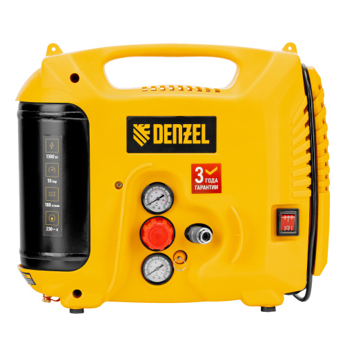 Компрессор воздушный DL1300, 10 бар, 1,3 кВт 180 л/мин 5 л, с набором аксессуаров Denzel по ценам производителя в Воронеже с доставкой по всей России