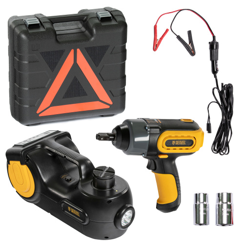 Домкрат электрогидравлический «3 в 1» (1,5 т), 12В, с гайковертом электрическим, в наборе  Denzel по ценам производителя в Воронеже с доставкой по всей России