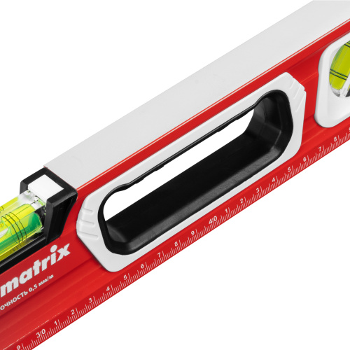 Уровень алюминиевый, магнит, фрезерованный, 3 глазка (1 зеркальный) двухкомпонентные рукоятки, 600 мм Matrix по ценам производителя в Воронеже с доставкой по всей России