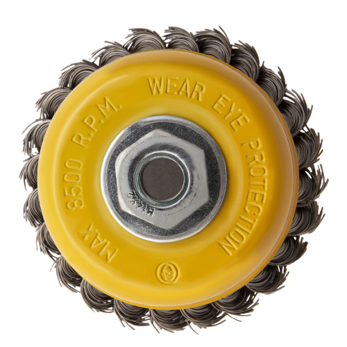 Щетка для УШМ, 100 мм, "Чашка", крученая нержавеющая проволока 0.5 мм, М14 Denzel по ценам производителя в Воронеже с доставкой по всей России