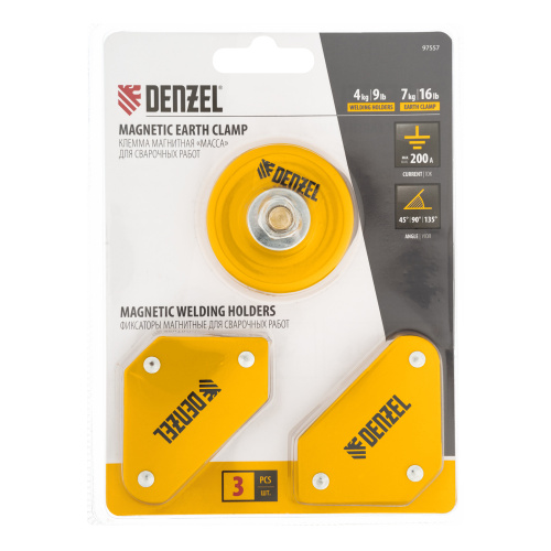 Набор из 2 магнитных сварочных фиксаторов и магнитной клеммы "масса" Denzel по ценам производителя в Воронеже с доставкой по всей России