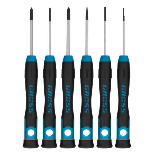 Набор отверток для точной механики, CrMo, двухкомпонентные рукоятки, 6 шт, пластиковый бокс Gross по ценам производителя в Воронеже с доставкой по всей России