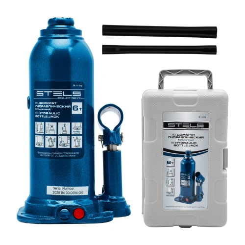 Домкрат гидравлический бутылочный, 6 т, h подъема 207-404 мм, в пластиковом кейсе Stels купить в Москве с доставкой по всей России | ProtosMarket.ru