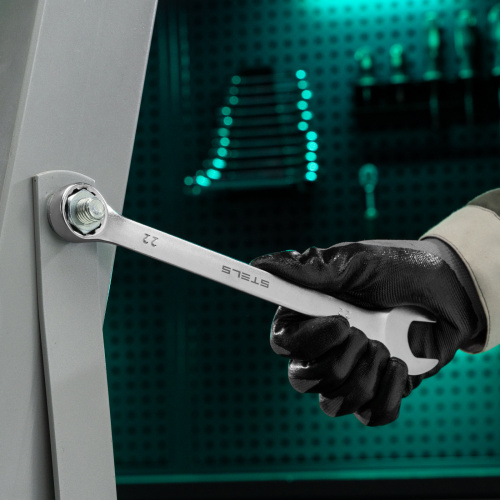 Ключ комбинированный, 22 мм, CrV, матовый хром Stels по ценам производителя в Воронеже с доставкой по всей России