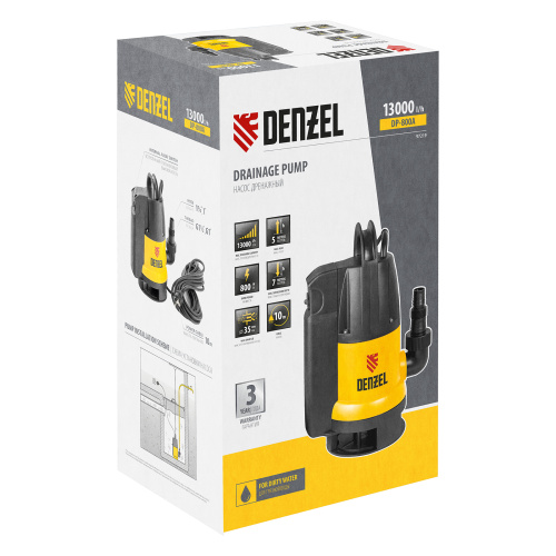 Дренажный насос DP800A, 800 Вт, подъем 5 м, 13000 л/ч Denzel по ценам производителя в Воронеже с доставкой по всей России