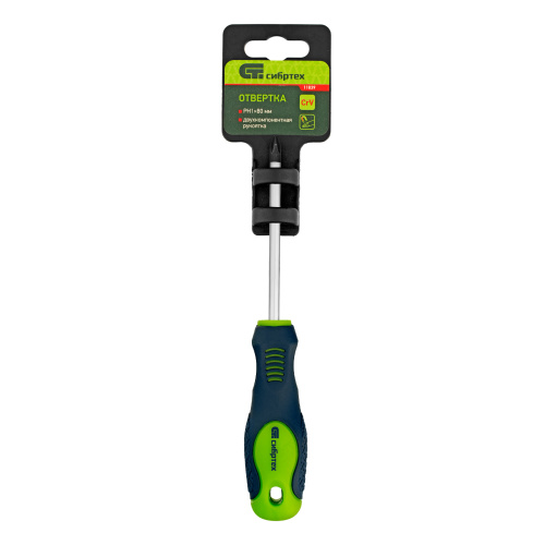 Отвертка, PH1 х 80 мм, CrV, двухкомпонентная рукоятка Сибртех по ценам производителя в Воронеже с доставкой по всей России