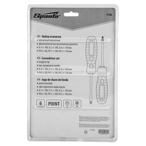 Набор отверток "Point", CrV, двухкомпонентные рукоятки, 6 шт, Sparta по ценам производителя в Воронеже с доставкой по всей России