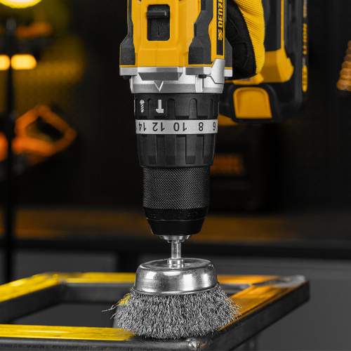 Набор щеток для дрели, 1 Плоская 50мм, 2 Чашки 25-50мм, шпилька, нерж. вит. проволока Denzel по ценам производителя в Воронеже с доставкой по всей России