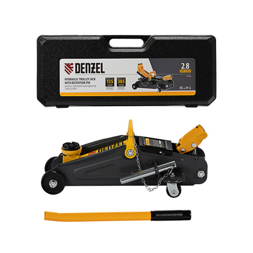 Домкрат гидравлический подкатной с фиксатором, 2,8 т, 135-385 мм, в кейсе Denzel по ценам производителя в Воронеже с доставкой по всей России